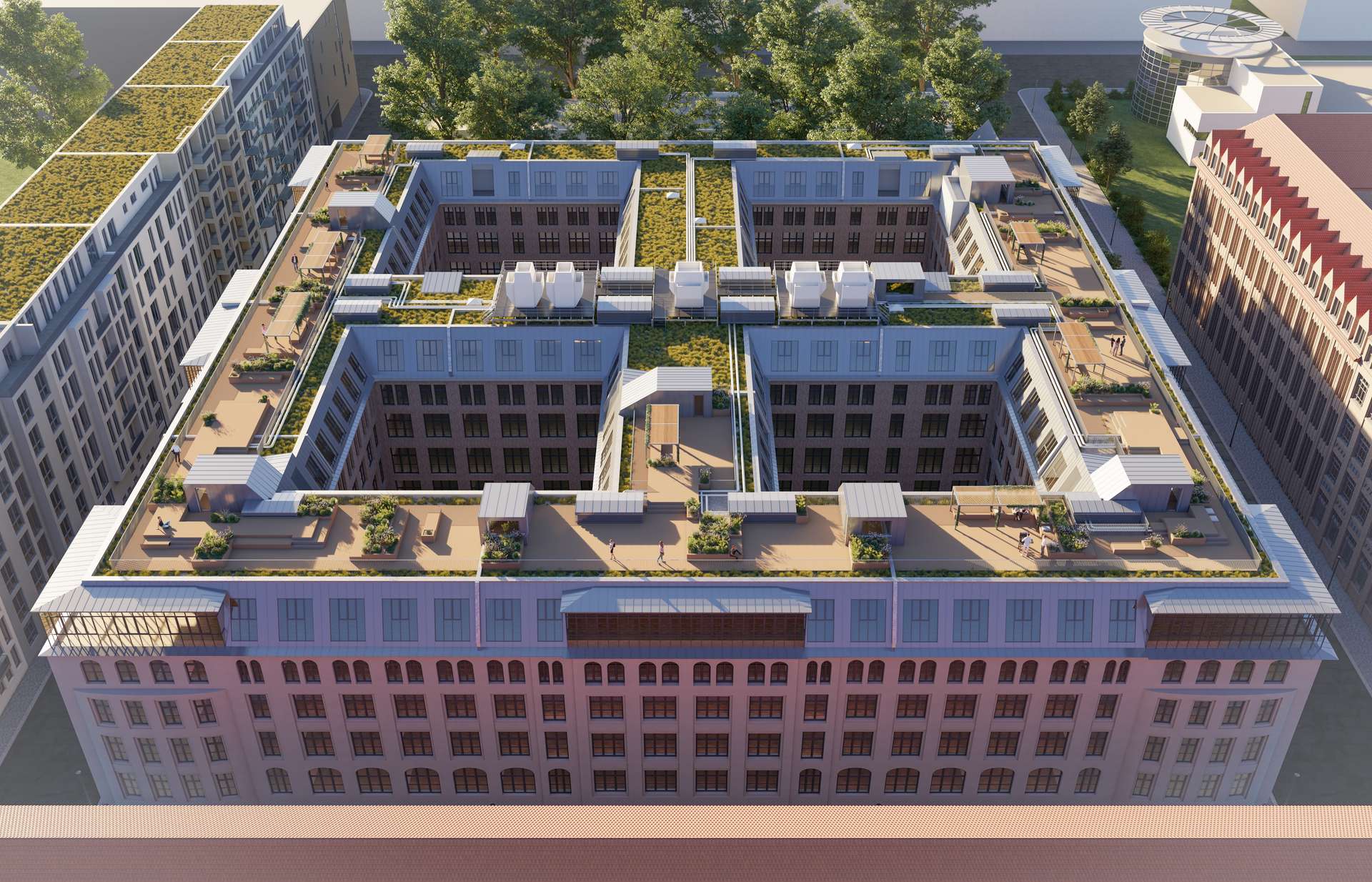 Dachterrassen Visualisierung - Großzügige Büros in Spree-Nähe