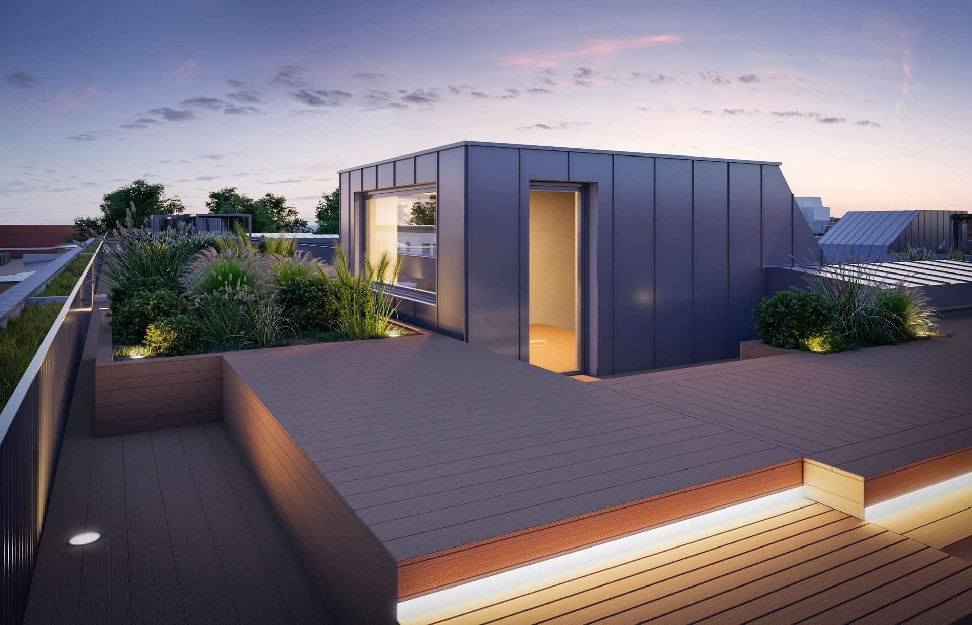 Dachterrasse Visualisierung - Großzügige Büros in Spree-Nähe