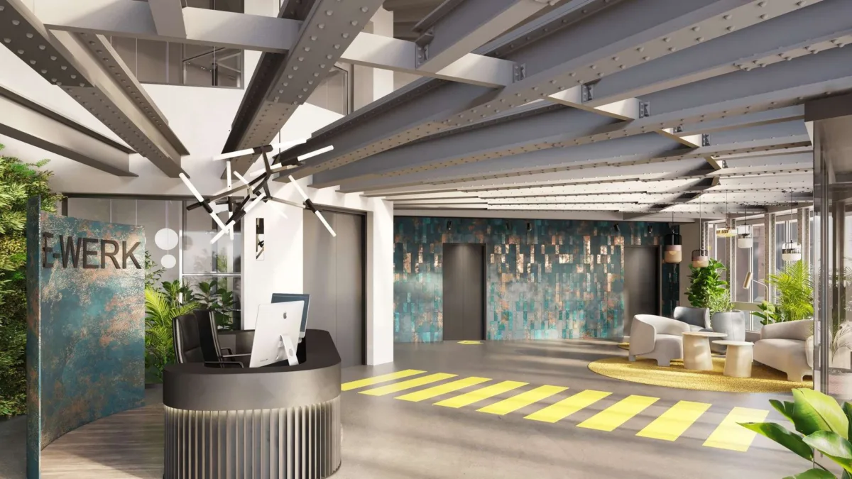 Gebäude F - Innenperspektive_Empfang