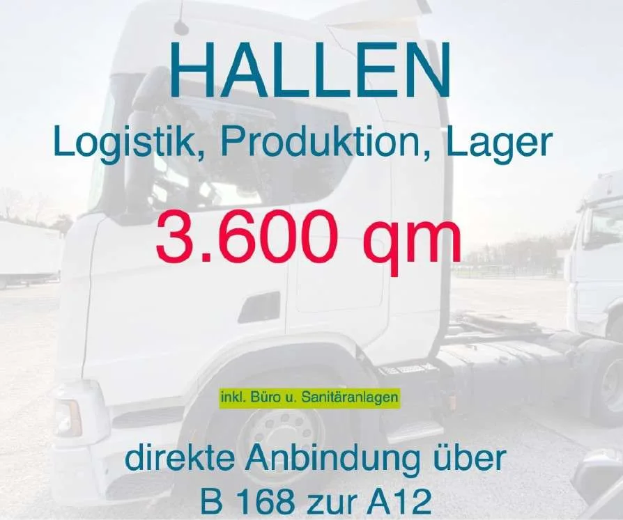 Hallen- und Lagerflächen mit ca. 3.600 qm inkl. Büro- und Sanitäranlagen, 15517 Fürstenwalde/Spree, Halle