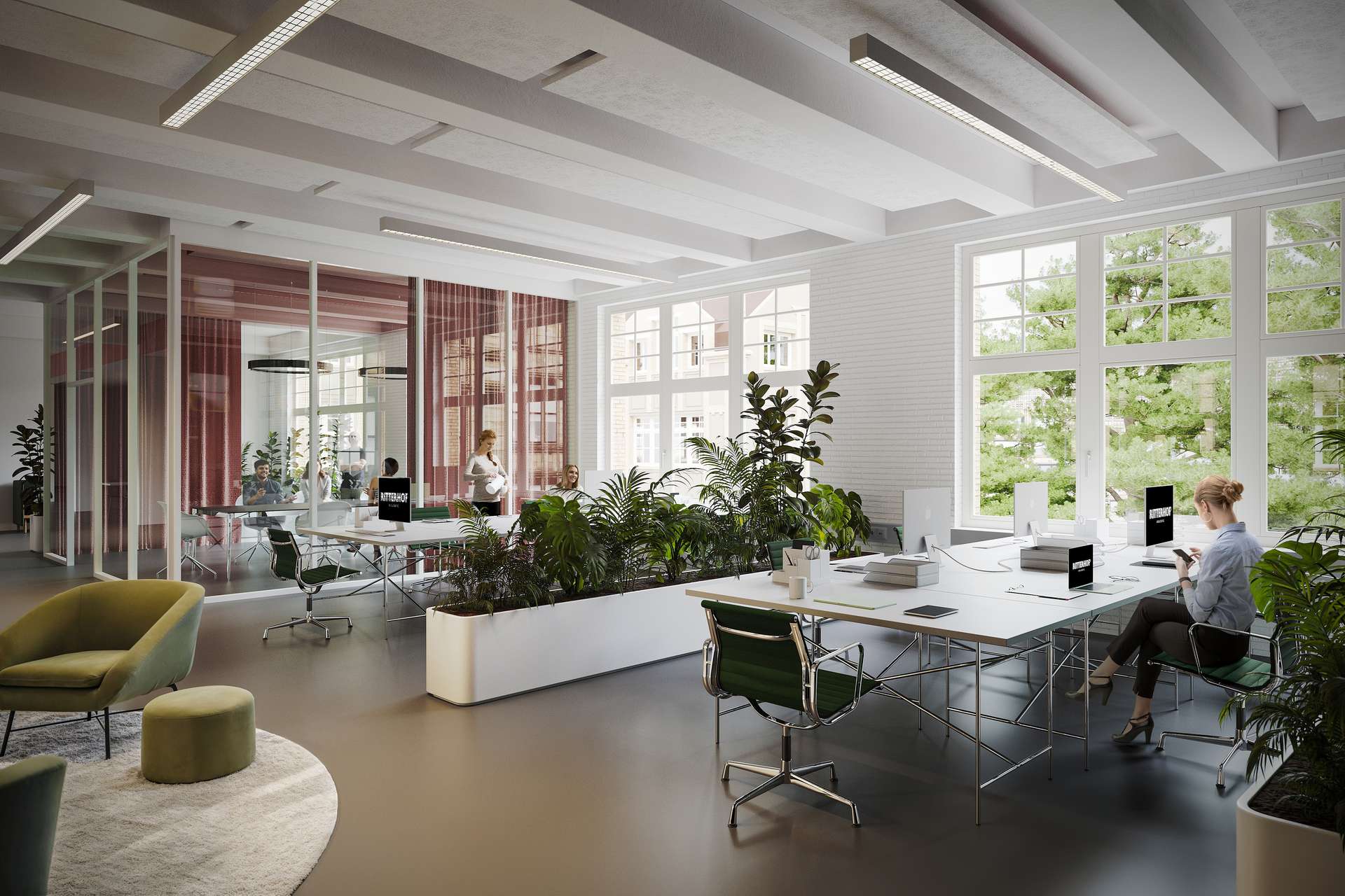 Visualisierung - Moderne Officeflächen in historischem Gewerbeensemble